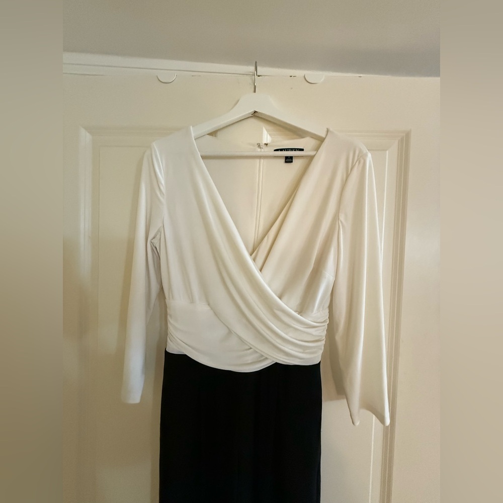Ralph Lauren Black and Cream Long Sleeve Jumpsuit